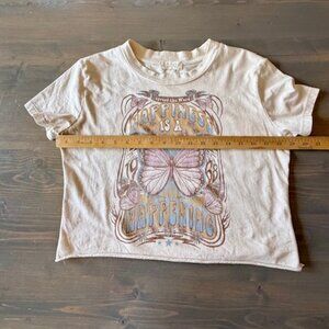 Altar'd State size XS Cream Ceop Top with Graphic Butterfly Design